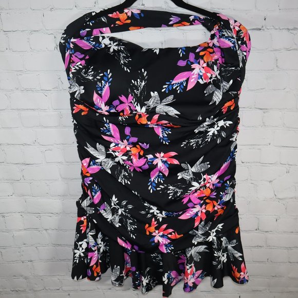 Swimsuits For All Other - NWT- Swimsuits For All Black Floral One Piece Dress Swimsuit Women's Size 20